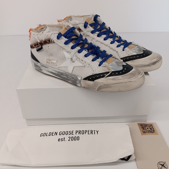 Golden Goose Men's Mid Star White Canvas Sneakers - EU44/US11